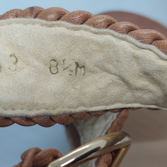 Stuart Weitzman Elixir Braided Leather Wedge Sandals Tan Brown Womens Size 8.5M - Picture 14 of 14